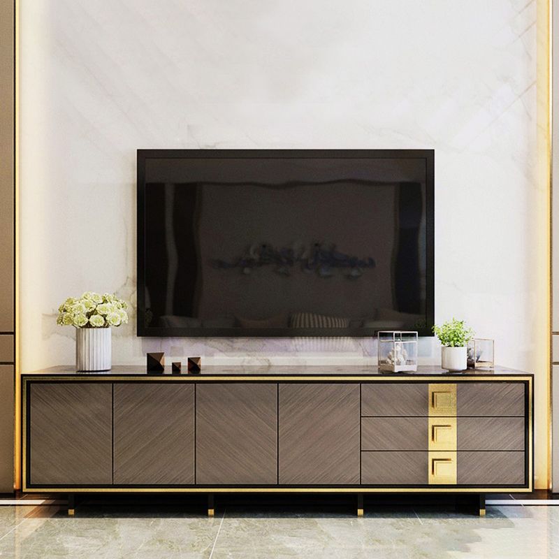 Glam Style Stone TV Stand Enclosed Storage TV Cabinet with 3 Drawers