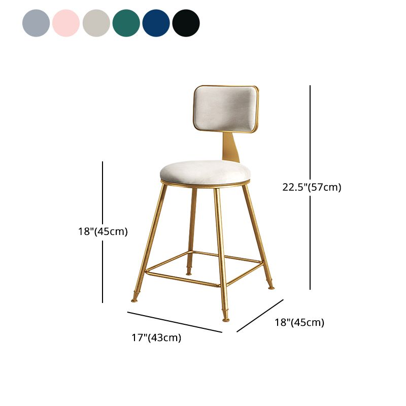 Glam Metal Upholstered Barstool Bristol Bar Stool with Iron Legs and Cushion Low Back