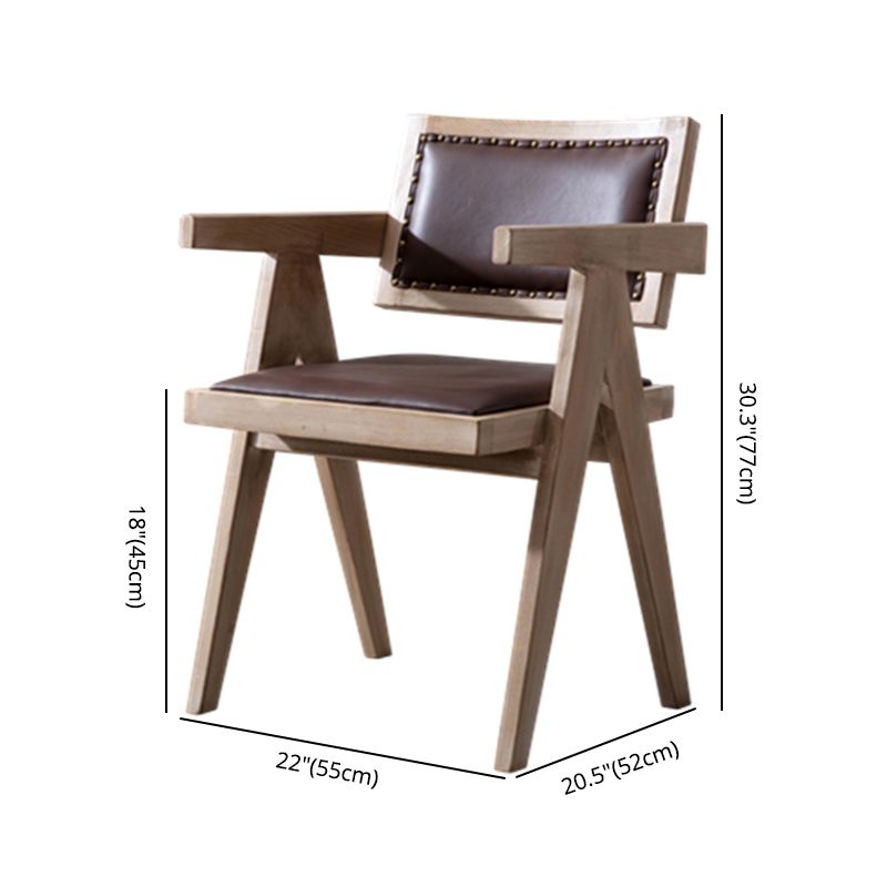 Farmhouse Style Ash Wood Chair Open Back Dining Room Kitchen Arm Chairs Set