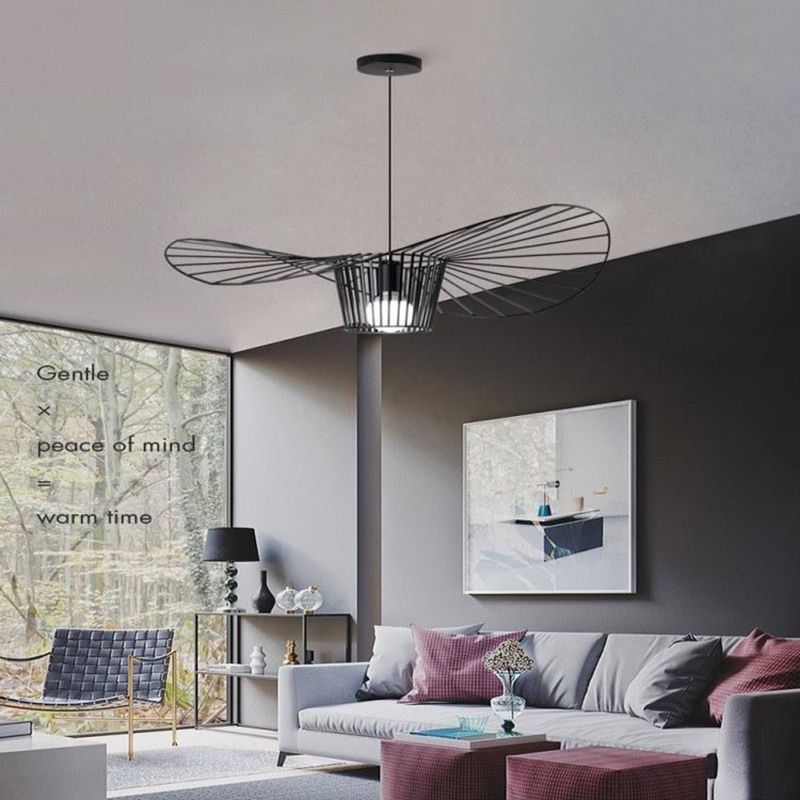 Metaal 1 licht hanglamp Noordse moderne eenvoudige hoed kooi hangende lamp voor woonkamer