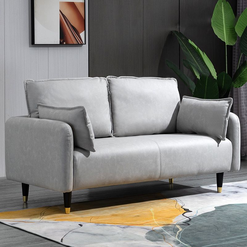 29,92 "H Faux Leder Quadratarm Arm Modernes Sofa mit 2 Kissen für Wohnzimmer, Wohnung