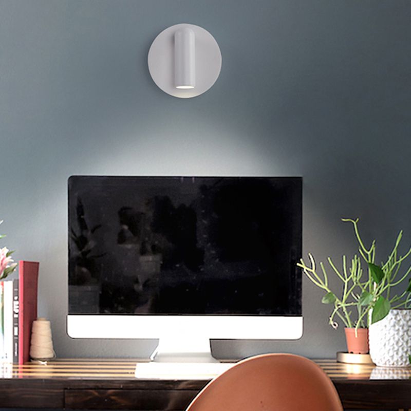 White Circular LED Wall Light in Modern Concise Style Aluminium Reading Wall Sconce for Bedroom