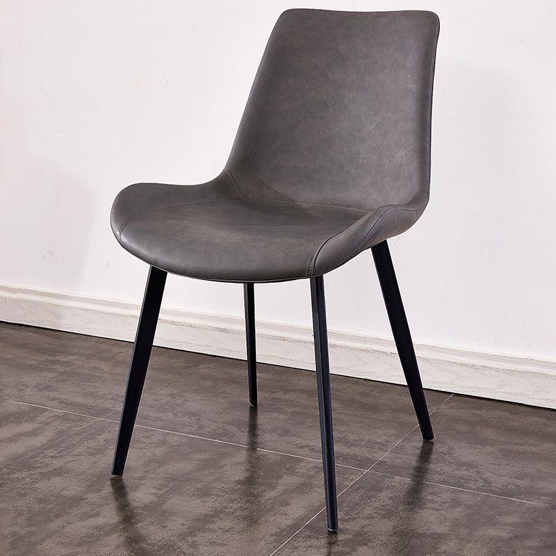 Industrial Style Leather Dining Chairs Solid Back Armless Side Chairs for Home Use