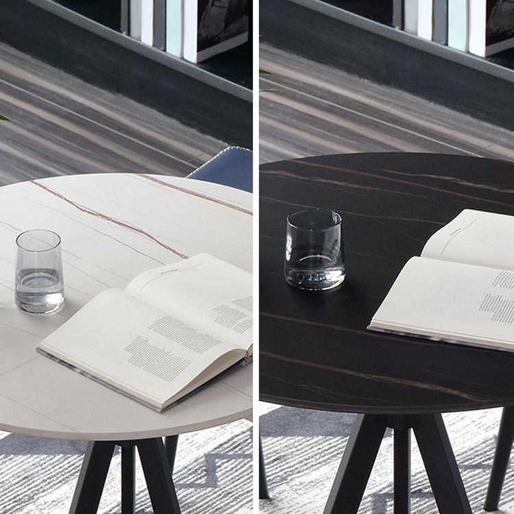 Moderne stijl eettafel van gesinterd steen, ronde eettafel met voetstuk