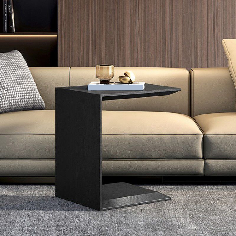 Contemporary Wood End Table Rectangular C-shape Sofa Side Accent Table