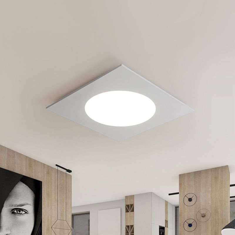 White Square Flushmount Contemporary 19.5"/23.5" W LED Acrylic Ceiling Mounted Fixture in Warm/White Light