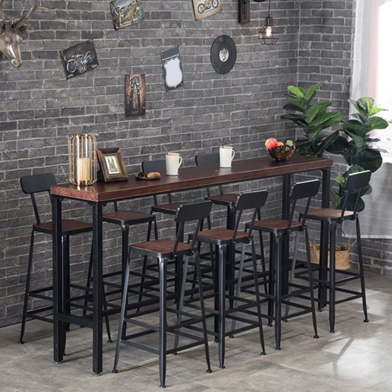 Indoor Industrial Style Barstool Iron 4 Legs Bar Stool with Pedal