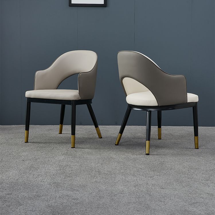 Metal Industrial Dining Chair with Arms Matte Finish Open Back Side Chair