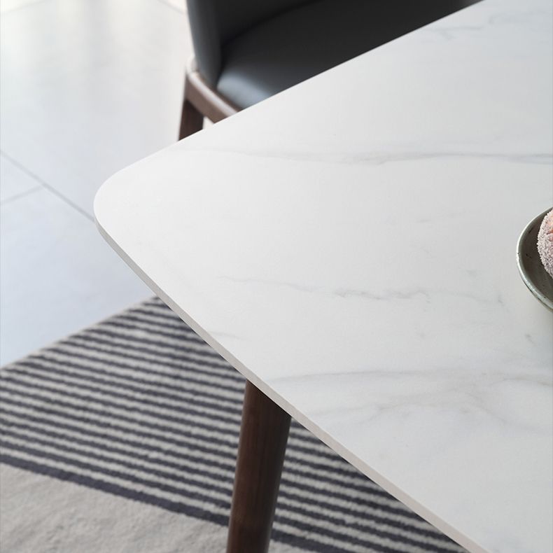 Rectangle 4 Legs Luxury Table White Sintered Stone Top Fixed Table