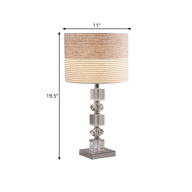 1 hoofdtrommel/vat gearceerd tafellicht traditioneel beige helder afgeschuinde kristal nachtstandaardlamp