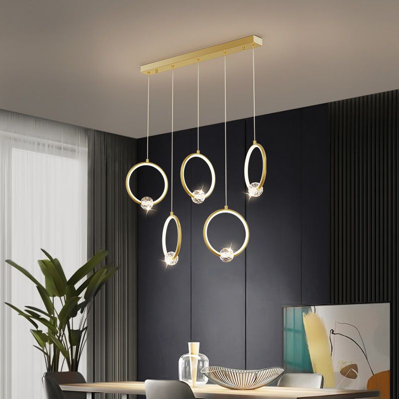 Ring-Shaped Hanging Pendant Light Modern Metal LED Indoor Suspended Lighting Fixture