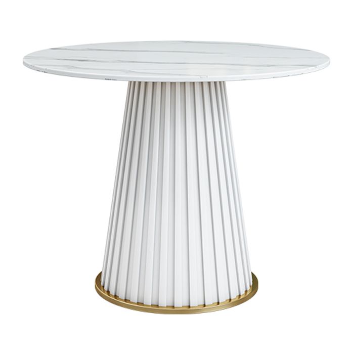 Luxury Sintered Stone Top Dining Table Restaurant Round Table with Metal Pedestal Base