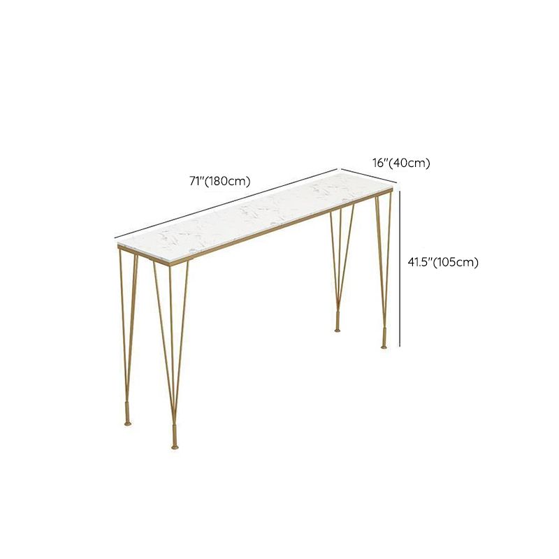 Rectangular Bar Height Table White Faux Marble Top Bistro Pub Table for Indoor