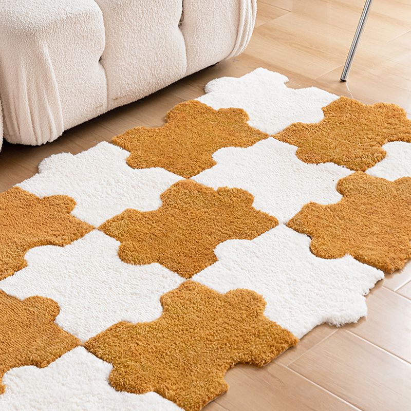 Modern Shag Carpet Tiles Puzzle Detail Color Block Indoor Carpet Tiles