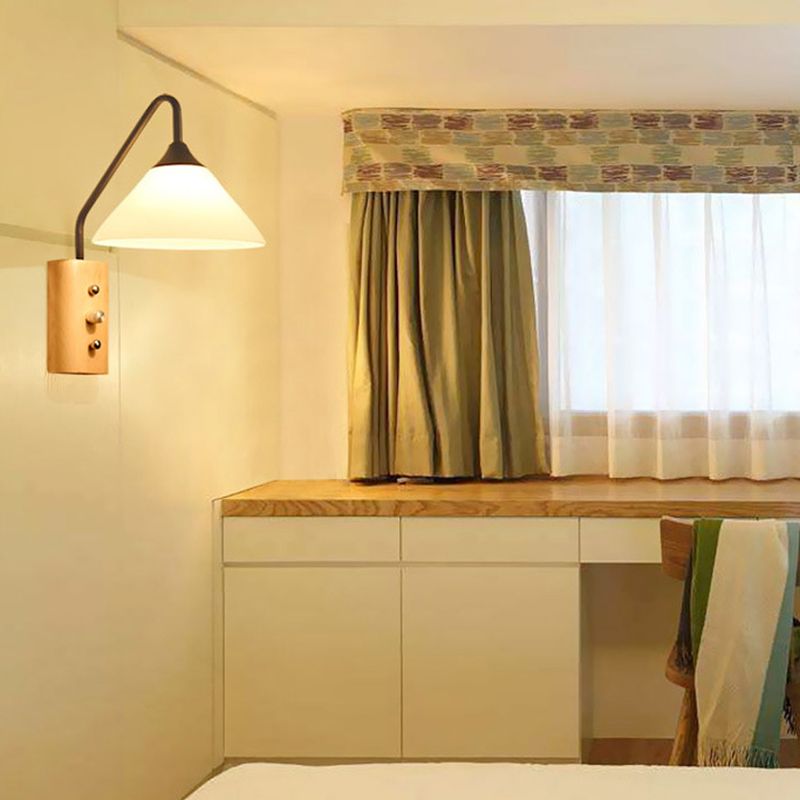 1 Light Simple Geometric Glass Wall Light Fixtures for Bedroom