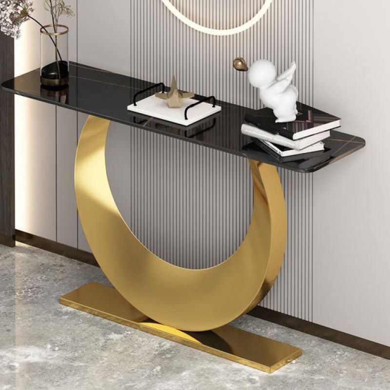 Contemporary Console Accent Table Rectangle Console Table in Stone
