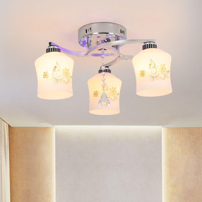 Modern 3 Lights Ceiling Lamp Chrome Finish Flush Mount Light for Bedroom