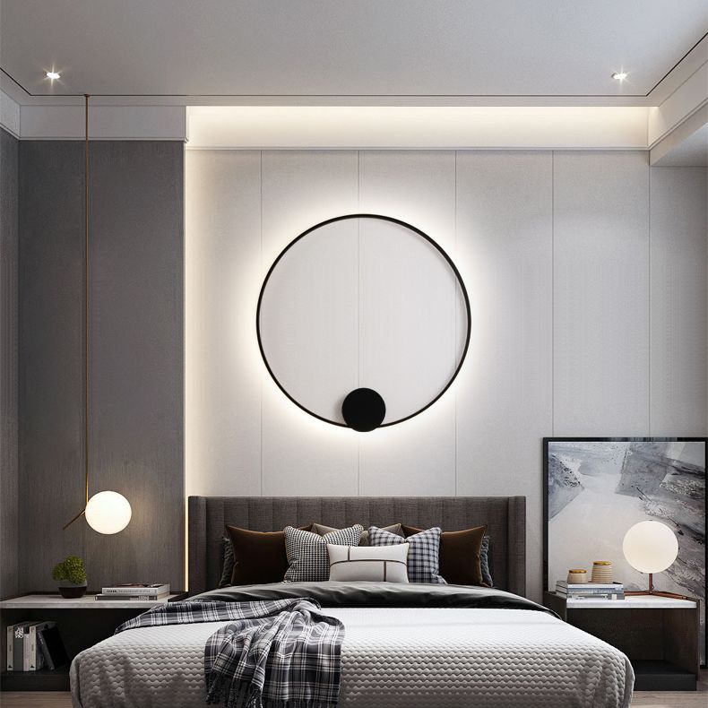 Modern Minimalist Style Circular Wall Mounted Lighting Metal 1 Light Sconce Light Fixture for Bedroom