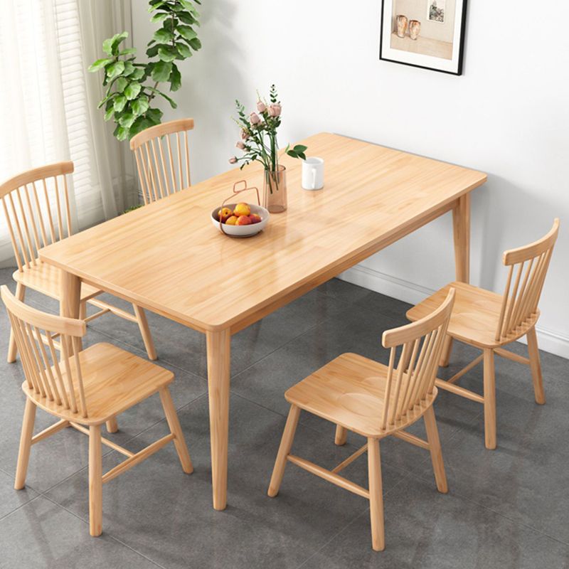 Modern Rectangular Natural Rubberwood Dining Table with 4 Legs