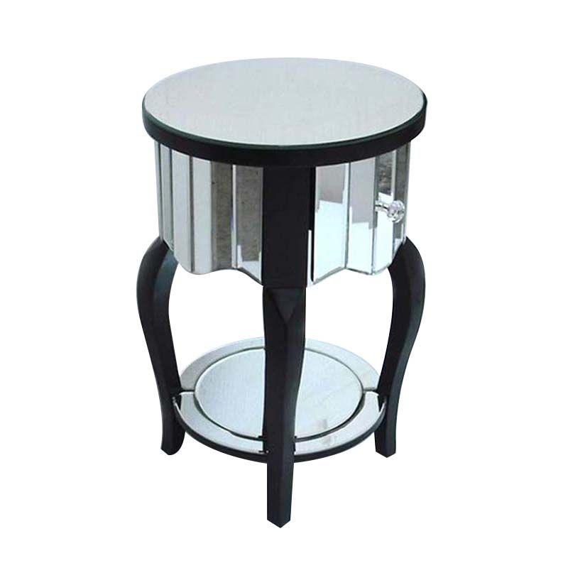 Round Glass top Side End Table Contemporary 23.6" Tall 4 Legs End Table