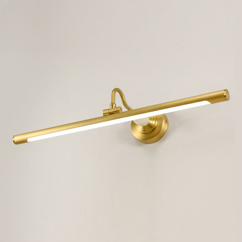 Linear Metal Wall Sconce Modern Style 1 Light Mirror Wall Mount Light Fixture in Brass