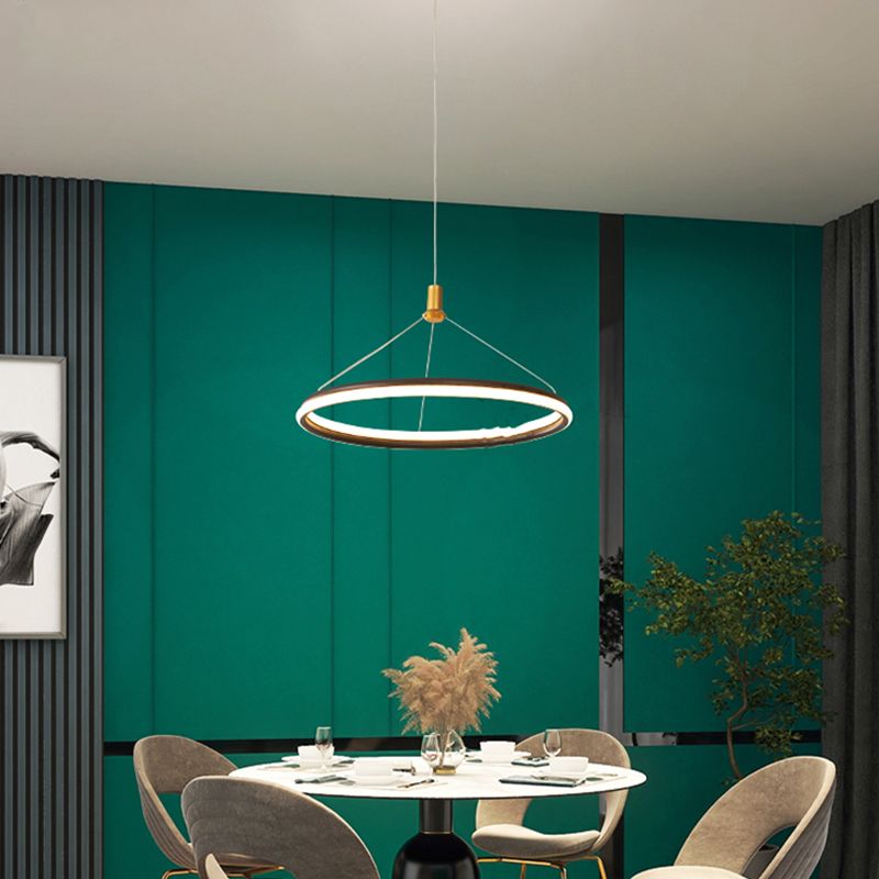 Lumo circolare a livello singolo leggero moderno lampadario in metallo Apparecchio di illuminazione