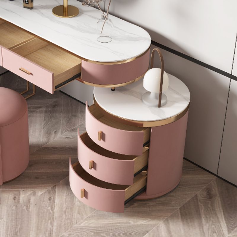 29.52" Height Pink Slate Top Dressing Table with Drawers Make-up Vanity