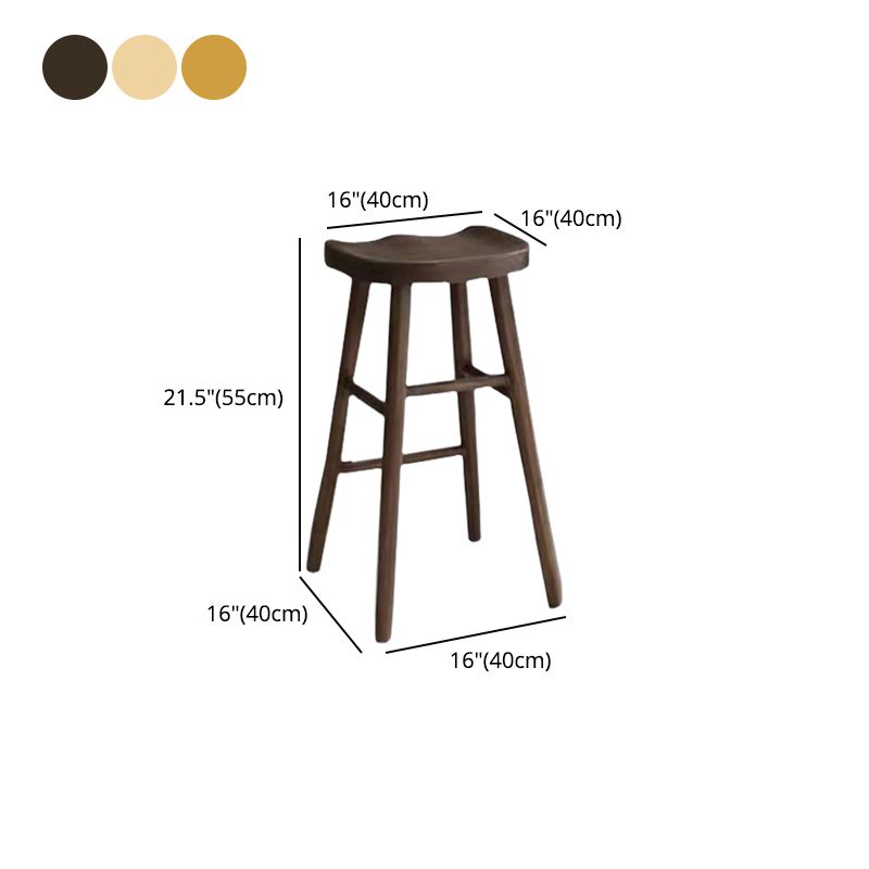 Zeitgenössischer Barhocker aus massivem Holz für den Innenbereich mit Sitz und Fußstütze aus Holz