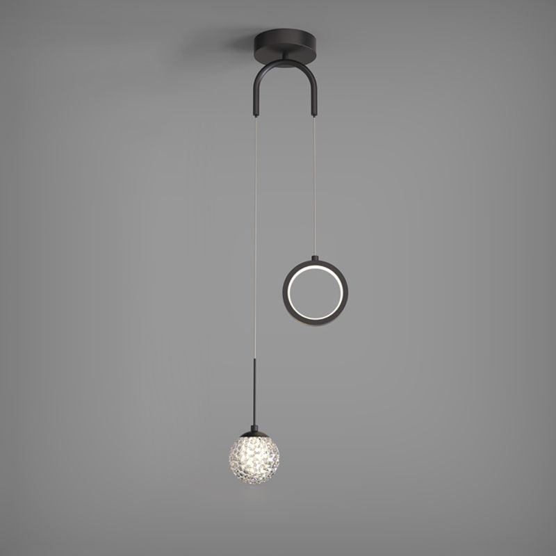 Ball Shape Glass Hanging Light Modern Style 2 lumières suspendues luminaire