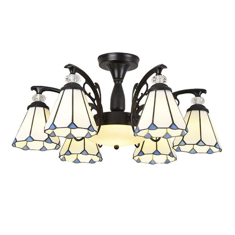 Administrateur de plafond de chambre à coucher en verre semi-chasseur ombré Tiffany
