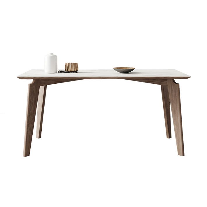 Minimalist Fixed Sintered Stone Dining¬†Room¬†Table¬†with 4 Solid Wood Legs for Kitchen