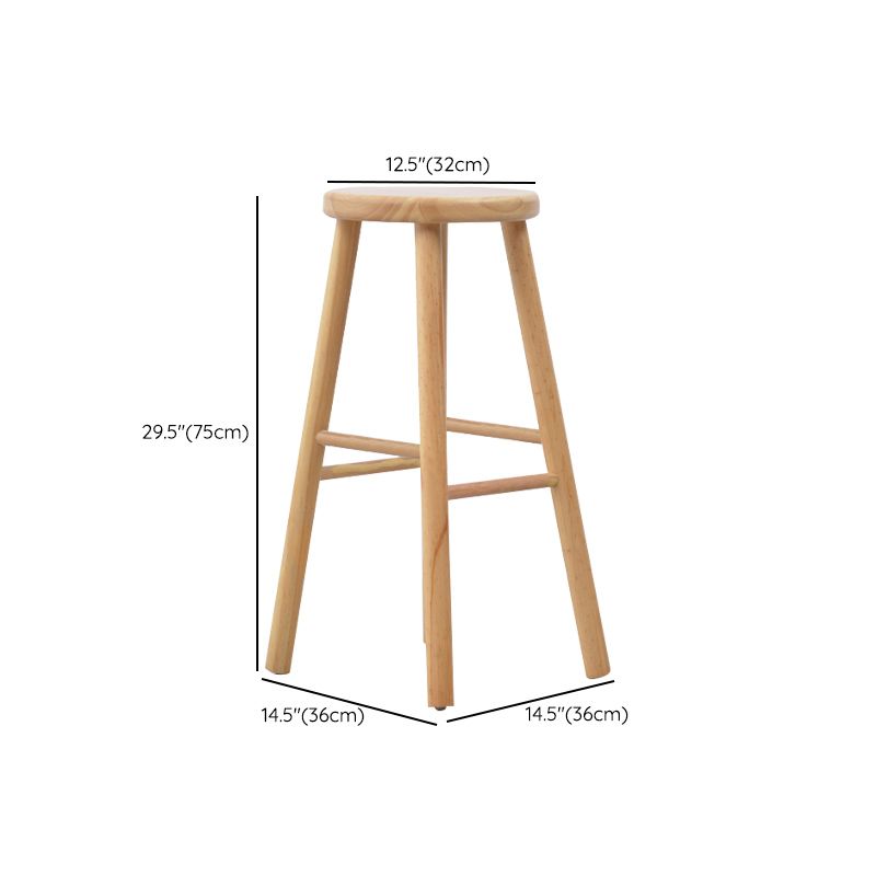 Industrial Solid Wood Counter Stool Armless Bar Stool with Footrest