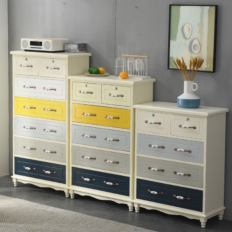 Glam Chest Bedroom Solid Wood Storage Chest in White with Drawers