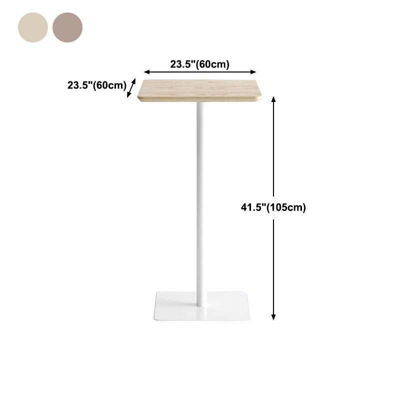 Industrial Solid Wood Bar Dining Table Steel Single Pedestal Bistro Table Fixed Table