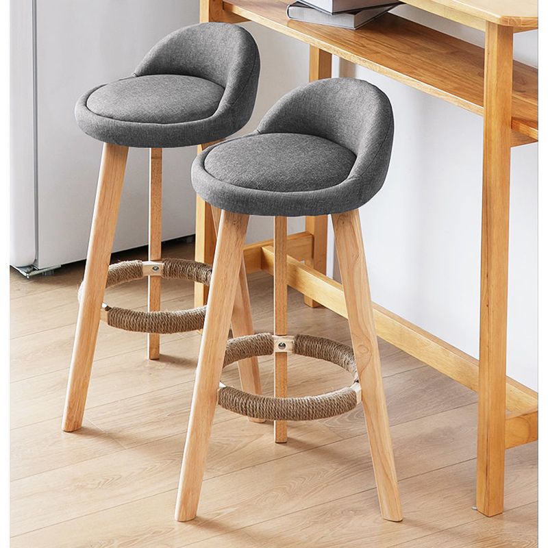 Contemporary Matte Finish Upholstered Bar Stools Restaurant Footrest Stool