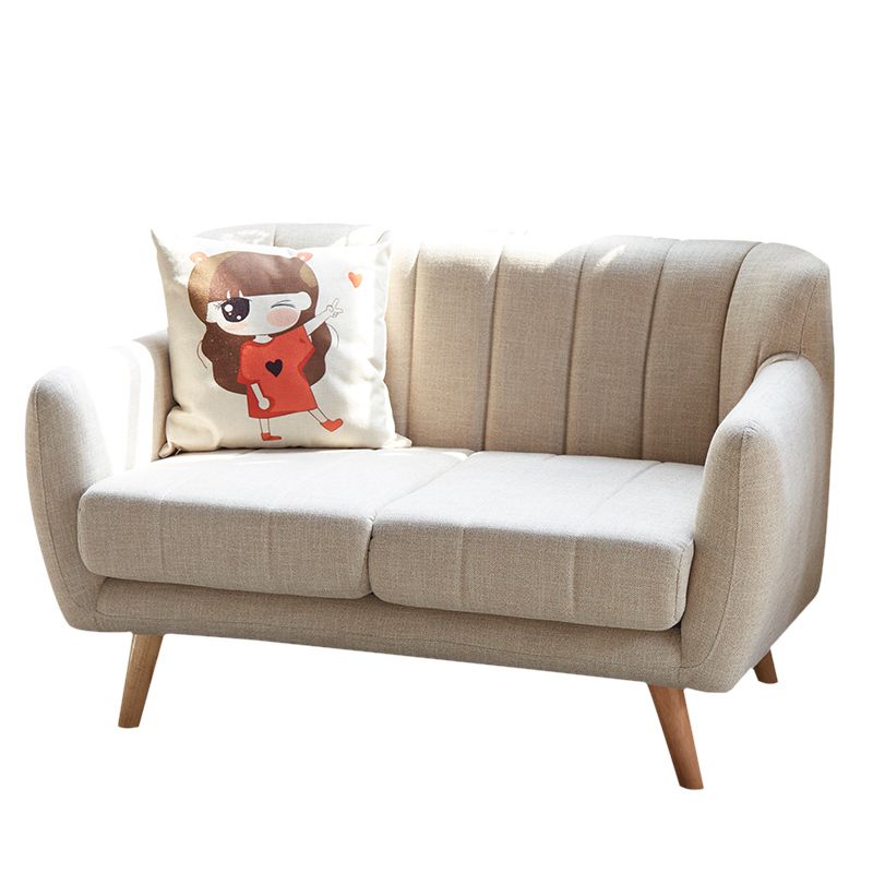 Cotton Blend Pillows Tuxedo Arm Settee Loveseat for Two People