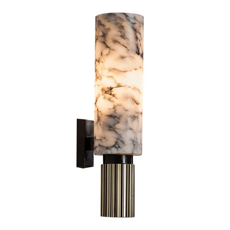 Post Modern Bath Sconce Stone & Metal 2 - Light Cylinder Bathroom Vanity Lighting