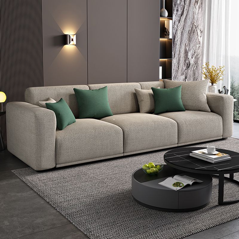 Contemporary Loose Back Seating Pillow Top Arm Beige Sofa for Apartment