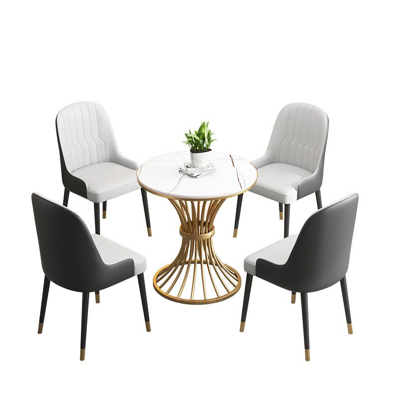 Glam Style 1/3/4/5 Pieces Dining Set Round Sintered Stone Dining Table Set