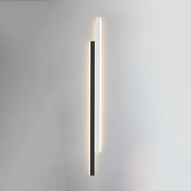 Modern Strip Wall Light Sconces Metal Black and White Sconces for Bedroom
