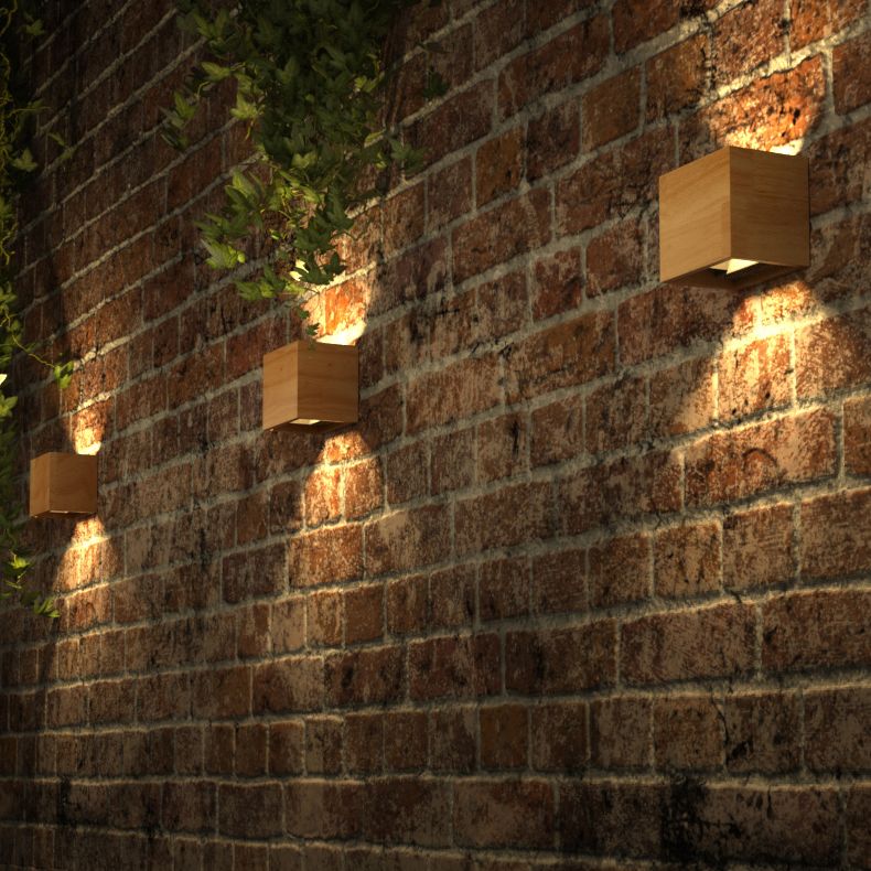 Geometric Wall Light Fixture Minimalist Style Wood Wall Lamp