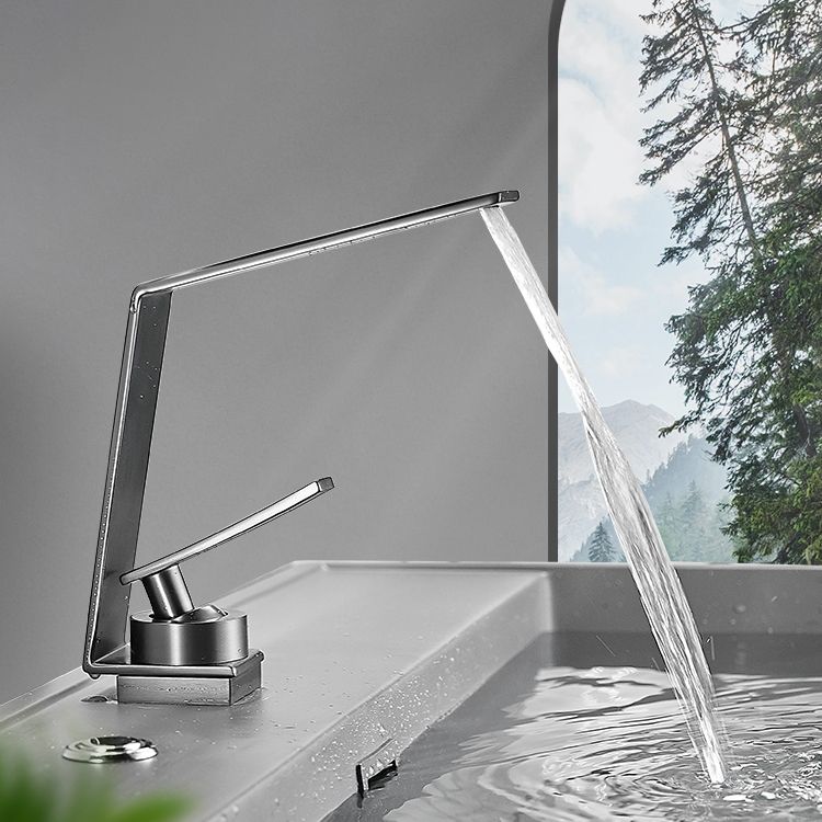 Metal Waterfall Spout Basin Lavatory Faucet Lever Handles Vessel Sink Faucet