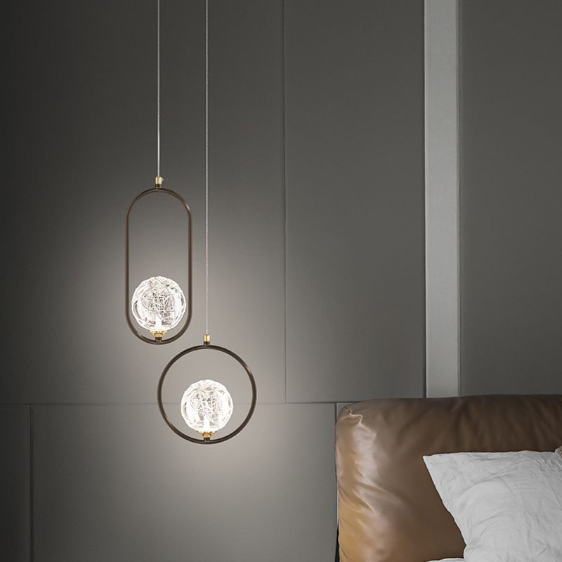 Strukturierte Kristallglaskugel Anhänger Einfachheit 1 Kopfpendel Licht für Schlafzimmer