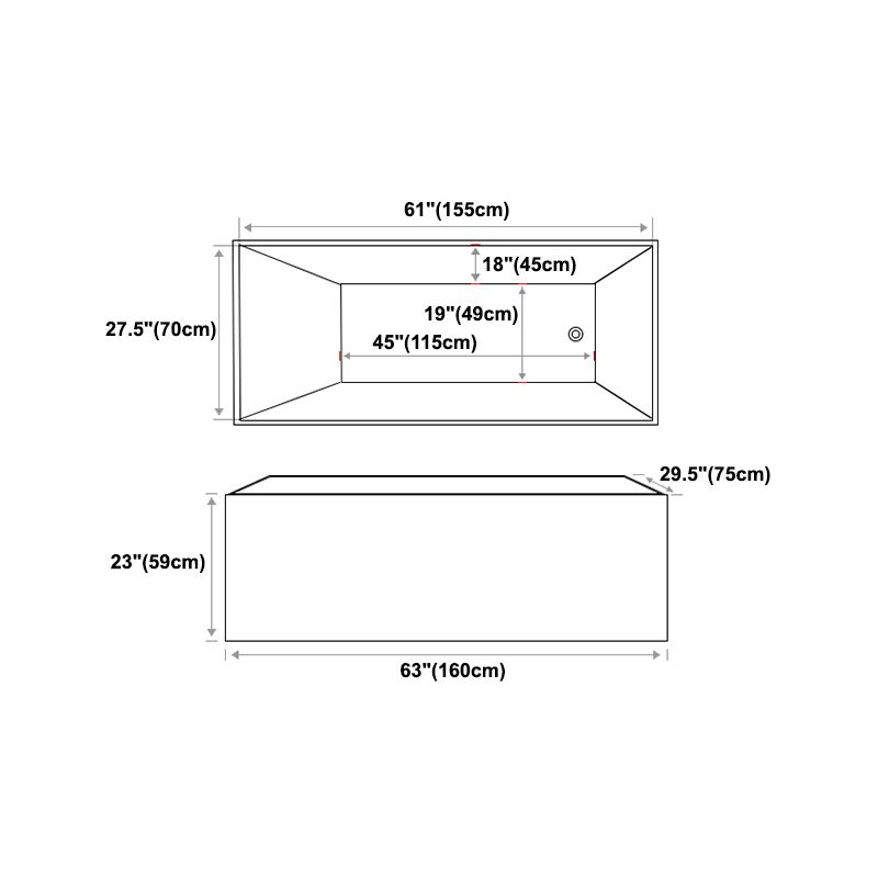 Modern Rectangular Bath Tub Acrylic Freestanding Bathtub for Home