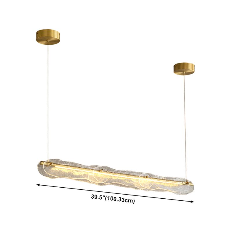 1-Light Island Light Modern Style Linear Shape Glass Shade Pendant Lighting