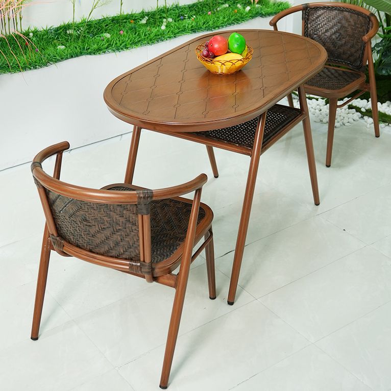 Modern Style Bistro Set Brown Metal Oval 1/2/3 Pieces Bistro Set