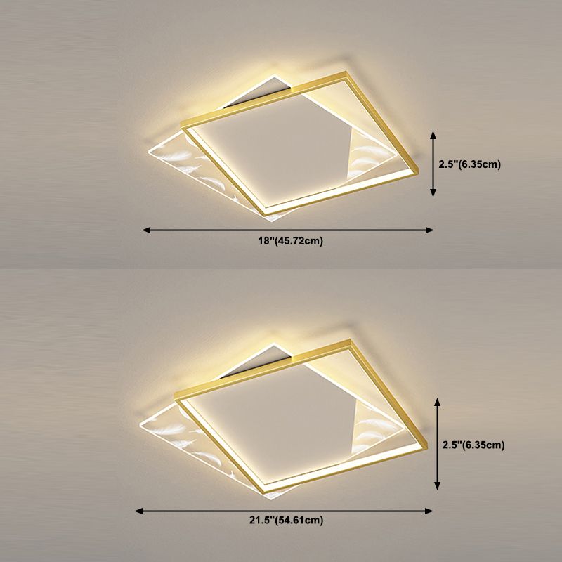 Luz de techo de dormitorio cuadrado Acrílico Acrílico LED FLUMPLA FLUMPLACIÓN Luz de montaje