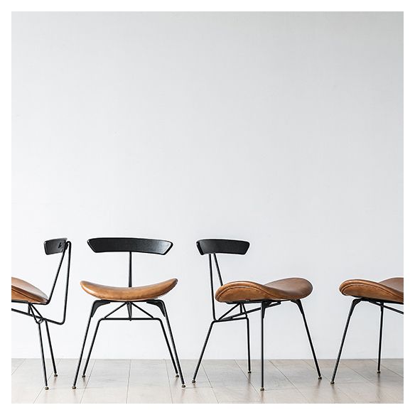 Silla lateral casera tapizada industrial con acabado mate, parte trasera abierta, sillas de comedor