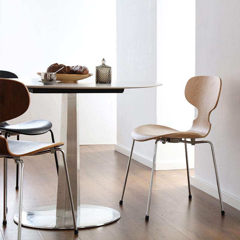 Silla de comedor de metal moderno, silla lateral de comedor de madera para uso en restaurantes