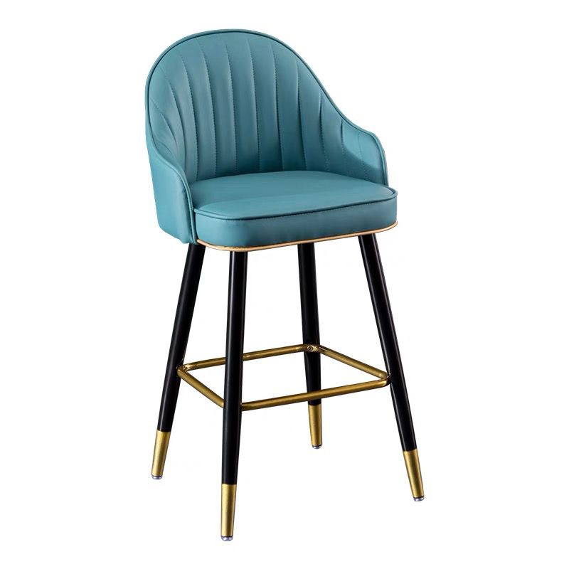 Modern Faux Leather Bar Chair Indoor Upholstered Bar Stool with Footrest